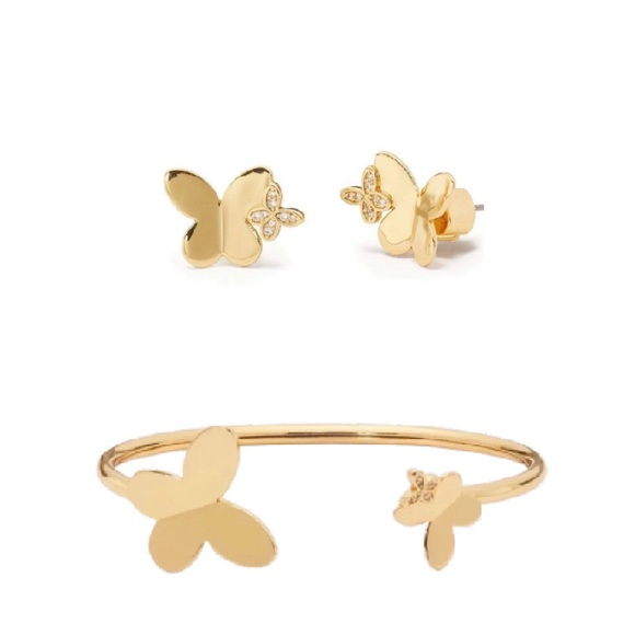$146 Kate Spade ‘in a flutter’ butterfly stud earrings & cuff bracelet set - Picture 3 of 5